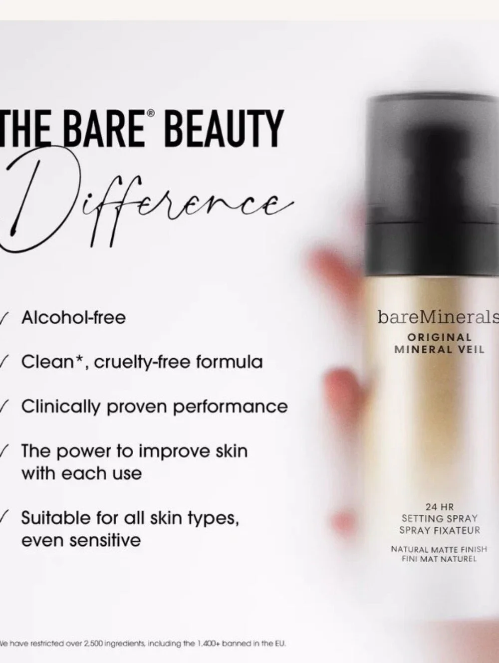 BareMinerals Original Mineral Veil 24-HR Setting Spray- Natural Matte Finish
